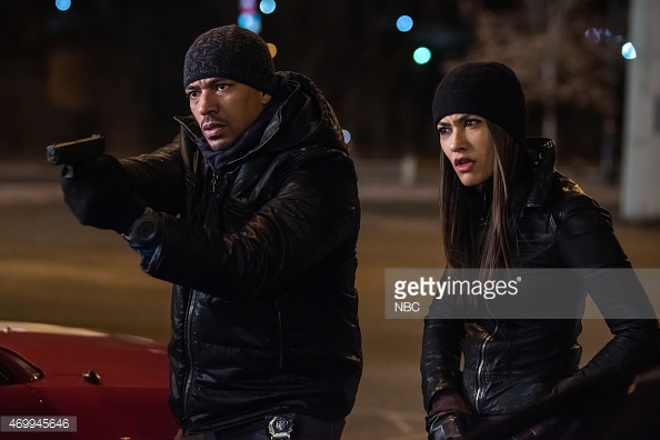 THE MYSTERIES OF LAURA -- "The Mystery of the Crooked Clubber" Episode 120 -- Pictured: (l-r) Laz Alonso as Billy Soto, Janina Gavankar as Meredith Rose -- (Photo by: Jeff Neumann/NBC/NBCU Photo Bank)